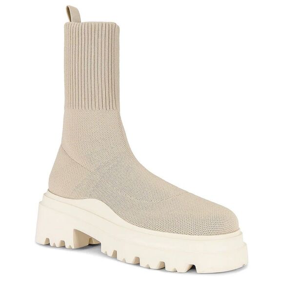 RAYE REVOLVE Platform Sock Boot Chunky Dolman Lug Sole Knit Ankle in Natural 6 - Picture 13 of 13